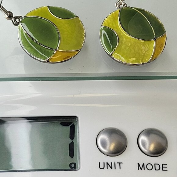 Green Round Earrings - Picture 6 of 9